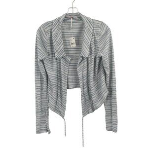 Free People Open Cardigan Striped Blue Sz M NWT OB1371088